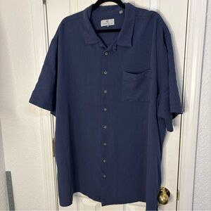 OAK HILL Men's Navy Blue Button Up Short Sleeve Shirt Size 3XL